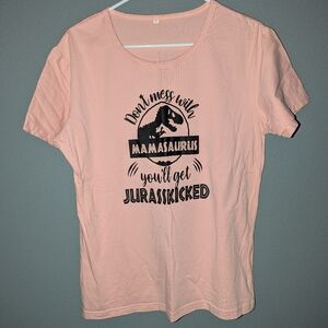 Jurassic Park themed blush crewneck t-shirt size XL women's 19x15 x26